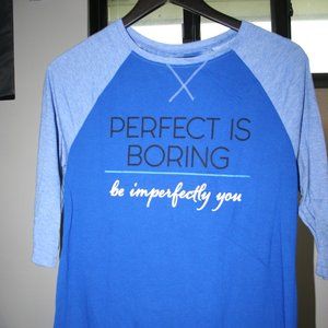 NWOT BLUE WOMENS SLOGAN ATHLETIC WORKS TSHIRT